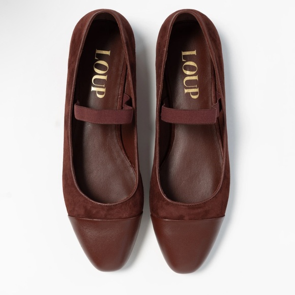 Loup Maroon Leather Flats Timeless Elegance New - No Box - Picture 1 of 6